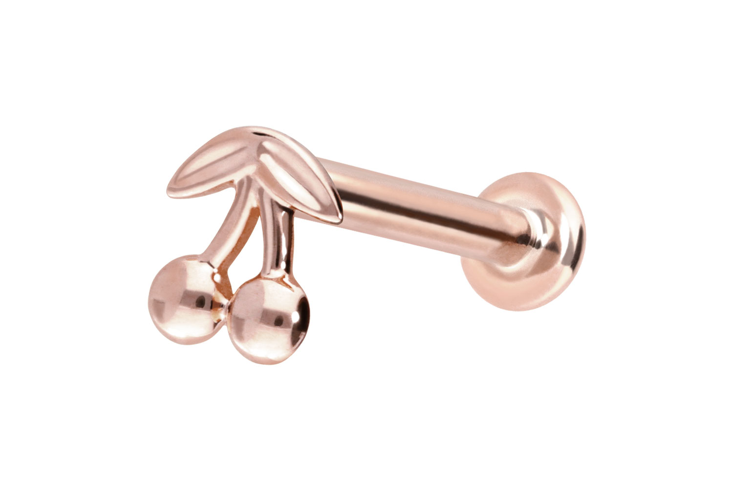14 Karat Gold Labret Piercing mit Push Fit KIRSCHEN